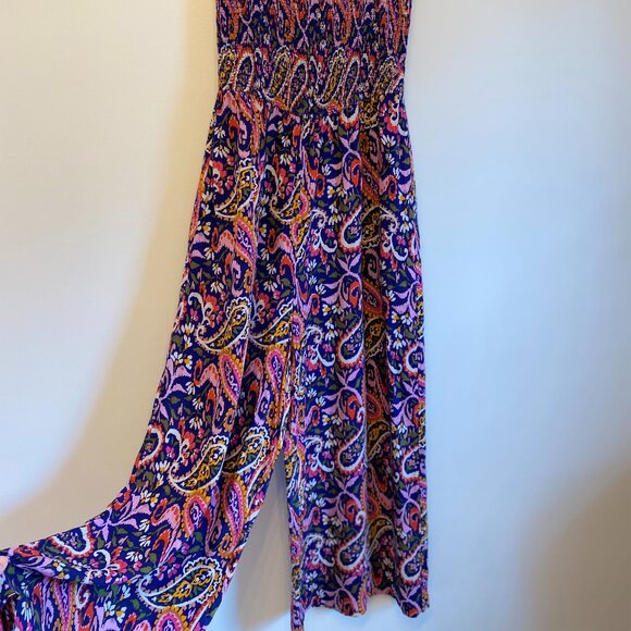 Boho Paisley Smocked Wide-Leg Jumpsuit – Size S/M - Picture 2 of 2